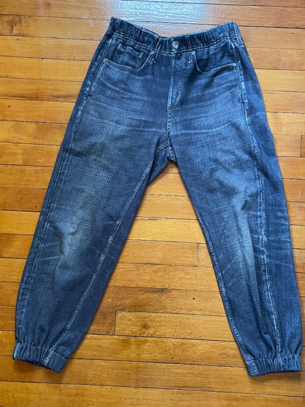 Rag & Bone Miramar Denim Print Joggers Size S Blue Trompe L’Oeil Sweatpant Jeans